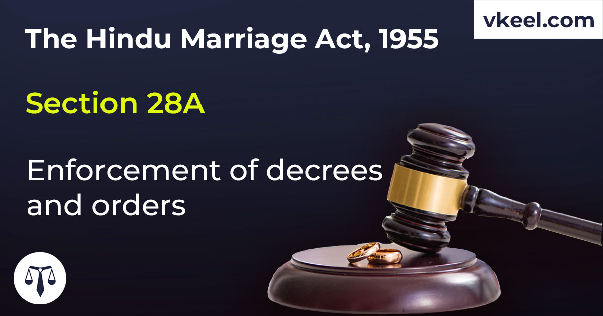 Section 28A Hindu Marriage Act 1955 – Enforcement of decrees and orders